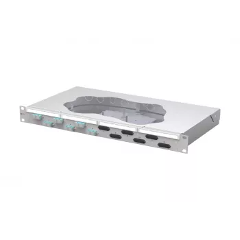 METZ CONNECT 1U 19-Inch Rack Mount Splice Patch Panel, 6x SC-Duplex OM3 Multimode, 12 Fibers, Light Grey 150455BA06-F