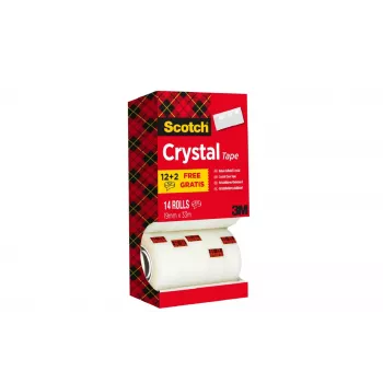3M Scotch Crystal Clear Tape, 19 mm x 33 m, 14 Rolls (12 + 2 Free) 6-1933R14