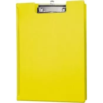 MAUL Clipboard Folder A4, Yellow, Film-Coated Cardboard, Flat Wire Clamp 2339213