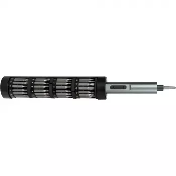 JOY-IT S2-SET-Drehmoment Cordless Precision Torque Screwdriver Set with LED Work Light, 24 S2 Steel Bits, Magnetic Storage Box