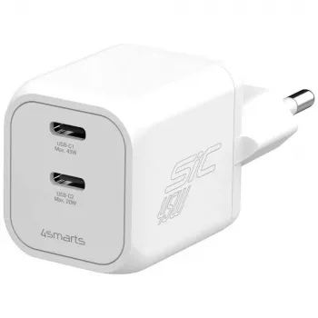 4smarts PDPlug SiC Dual 45W 2C White Wall Charger