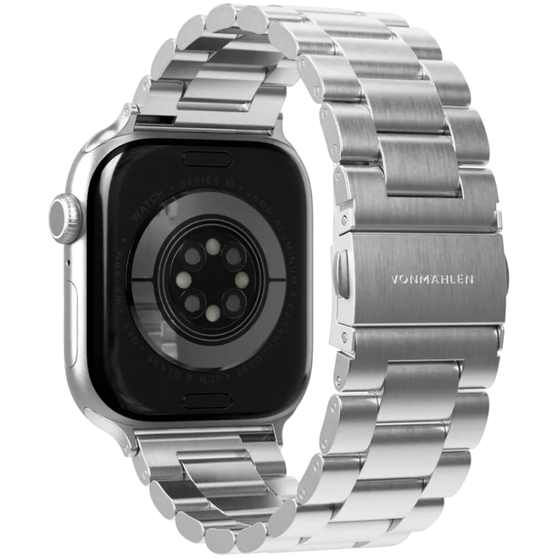 VONMÄHLEN Link Bracelet 2 for Apple Watch 44/45/46/49mm, Stainless Steel, Silver