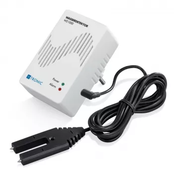 H-Tronic 1114720 Water Leak Detector with External Sensor, Plug-in, 230V AC, Acoustic Alarm 85 dB, Relay Output, 2m Sensor Cable