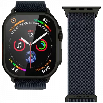 VONMÄHLEN Classic Nylon Loop for Apple Watch 38/40/41mm, Navy Black