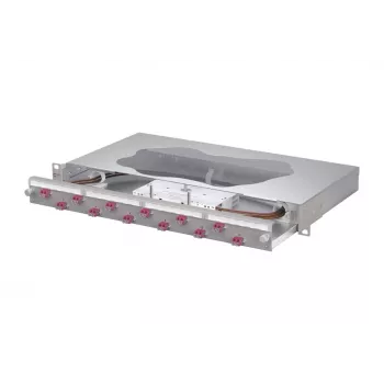 METZ CONNECT Splice Patch Panel 12x LC-Duplex OM4, 1U, 19 inch Rack Mount, Grey 1504677512-F