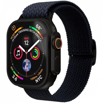 VONMÄHLEN Woven Loop for 44/45/46/49mm Apple Watch, Navy Black