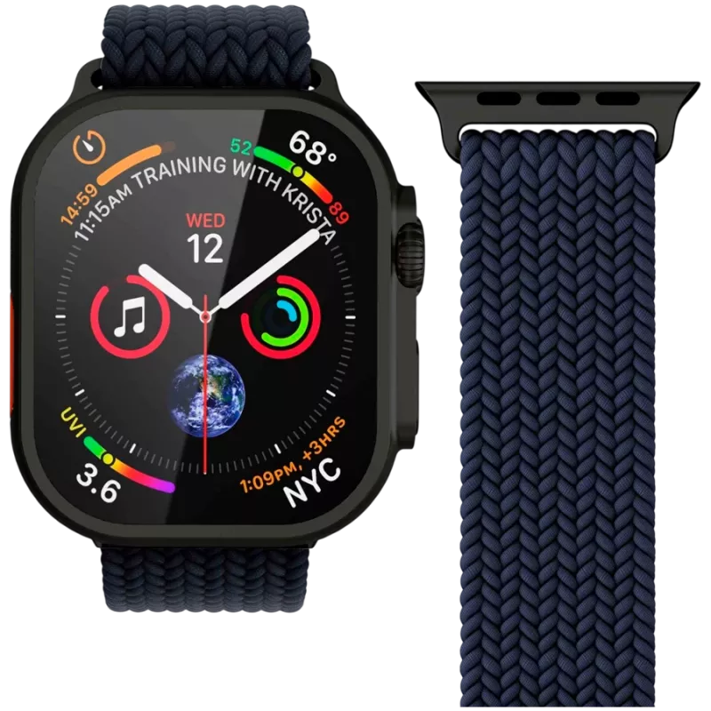 VONMÄHLEN Woven Loop for 44/45/46/49mm Apple Watch, Navy Black