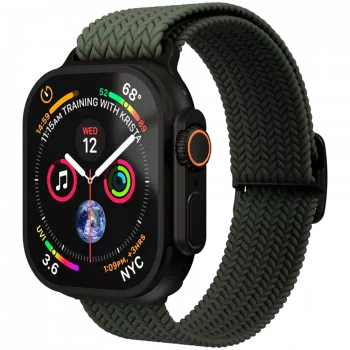 VONMÄHLEN Woven Loop for Apple Watch 44/45/46/49mm, Olive Black
