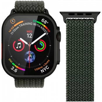 VONMÄHLEN Woven Loop for Apple Watch 44/45/46/49mm, Olive Black