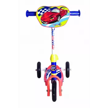 MUUWMI AU 506 KiddyScooter Racing 3-Wheel Kick Scooter for Kids 3+ Years, Blue/Red, LED Light-Up Front Wheels, Adjustable Handlebar 58-68 cm, Max 20 kg