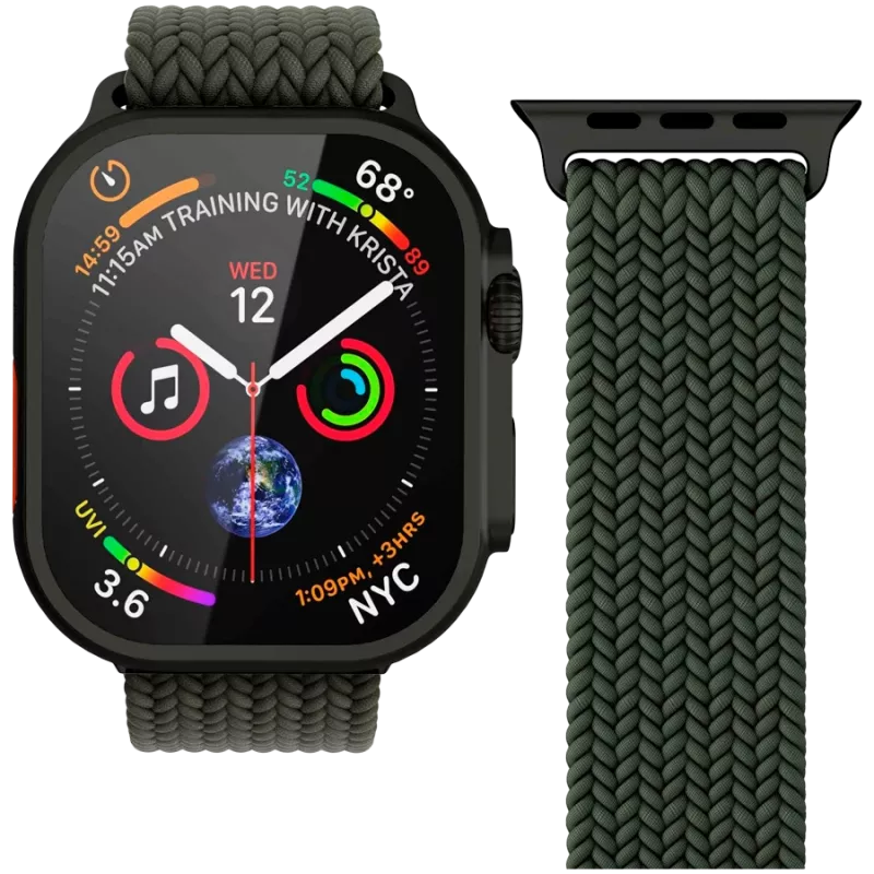VONMÄHLEN Woven Loop for Apple Watch 40/41/42mm, Olive Black
