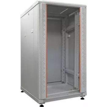 IT-BUDGET 19 inch Network Cabinet SRK - 18U - 600x600 mm - Glass/Solid Door - Assembled - Light Grey 99ITB19SRK1866GGNM