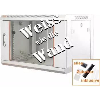 IT-BUDGET 19 inch Network Cabinet SWA - 4U - WxD 570x450 mm - Glass Door - Removable Sides - Wall & Floor Mount - Accessory Set - Pure White (90ITB19WS4645GW)