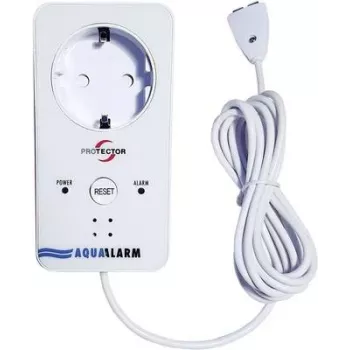 M-E MODERN-ELECTRONICS ME WA-5 Water Detector with Integrated Socket, 230V, 2m Sensor Cable, Acoustic Alarm >85dB, Red LED, Schuko Socket Switching 16A