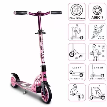 MUUWMI Six Degrees Aluminium Kick Scooter 180/145 mm Pink