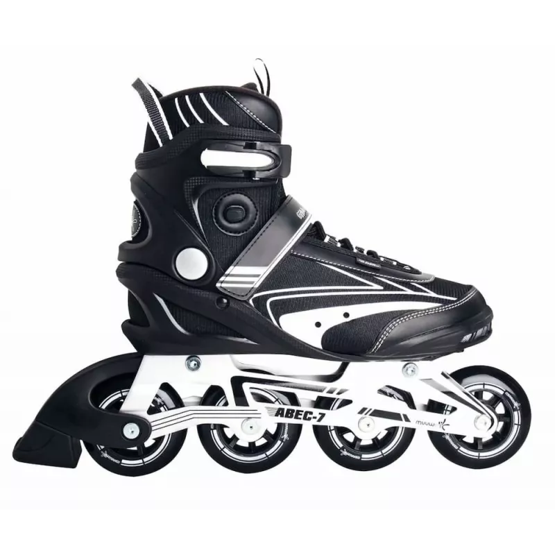 MUUWMI AU 442 Inline Skates, Size EU 42, Black/White, ABEC 7 Bearings, 80mm Wheels, Aluminum Frame