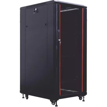 IT-BUDGET 19-Inch Server Rack SRK - 27U - 800x800 mm - Glass/Steel Doors - Cable Channels - Assembled - Black (99ITB19SRK2788GSNM)
