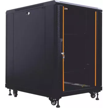 IT-BUDGET 19 inch Network Cabinet SRK - 12U - 600x800 mm - Glass/Solid Steel Door - Assembled - Black (99ITB19SRK1268GSNM)