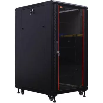 IT-BUDGET 19 inch Server Rack SRK - 27U - 600x1000 mm - Glass/Solid Steel Door - Assembled - Black 99ITB19SRK27610GSNM