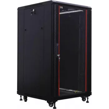 IT-BUDGET 19 inch Network Cabinet SRK - 18U - 600x800 mm - Glass/Solid Door - Flatpack - Black (90ITB19SRK1868GSN)