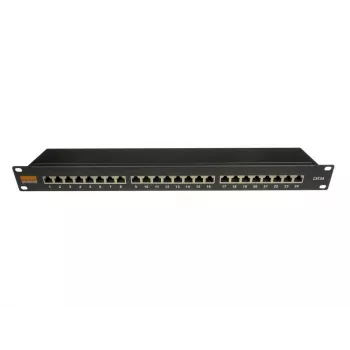 IT-BUDGET 19 inch Cat.6A Shielded 24-Port Patch Panel, Short Depth, PoE+ Capable, 1U, Black 90ITBPP6A1S