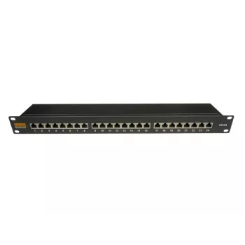 IT-BUDGET 19 inch Cat.6A Shielded 24-Port Patch Panel, Short Depth, PoE+ Capable, 1U, Black 90ITBPP6A1S
