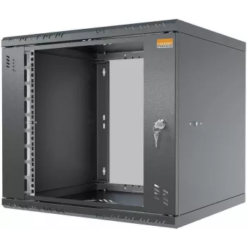 IT-BUDGET 19-Wall Mount Cabinet TAUNUS 9U 450mm Depth Glass Door Lockable Black (90ITB19945GS)
