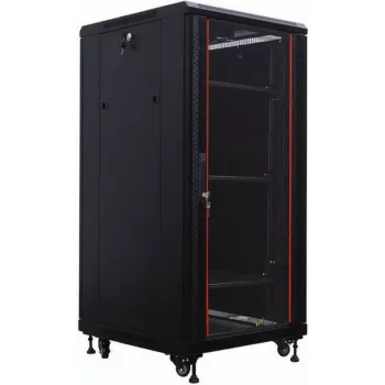 IT-BUDGET 19 inch Network Cabinet SRK - 27U - 600x600 mm - Glass/Solid Door - Flatpack - Black (90ITB19SRK2766GSN)
