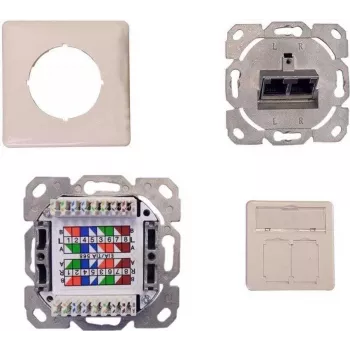 IT-BUDGET SPAR-PACK 10x Cat.6A 2-Port RJ45 Data Outlet, Horizontal Cable Entry, PoE+, Pure White ZAA90ITBDDRW