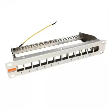 IT-BUDGET 10 inch Empty Patch Panel for Keystone Modules - 12 Port - Shielded - 1U - Unloaded - Grey (90ITB10MT12PG)