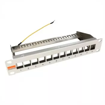 IT-BUDGET 10 inch Empty Patch Panel for Keystone Modules - 12 Port - Shielded - 1U - Unloaded - Grey (90ITB10MT12PG)