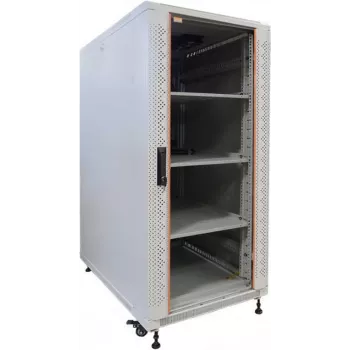 IT-BUDGET 19 inch Network Cabinet SRK Complete Set, 22U, 600x800 mm, Glass/Solid Door, 4 Active Fans, PDU, Shelves, Flatpack, Light Grey 90ITB19SRK2268GG