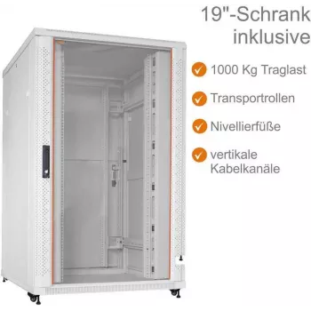 IT-BUDGET 19 inch Server Rack SRK 27U 800x1000 mm Light Grey Glass/Solid Door Flatpack 90ITB19SRK27810GGN