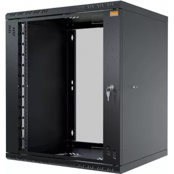 IT-BUDGET 19 inch Network Cabinet TAUNUS 12U 450mm Depth Glass Door Lockable Black 90ITB191245GS