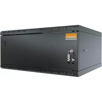 IT-BUDGET TAUNUS 19-Inch Wall-Mount Cabinet 4U, 450 mm Deep, Lockable Solid Steel Door, Black 90ITB19445MS
