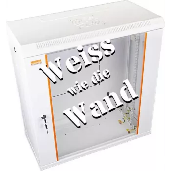 IT-BUDGET 19 inch Wall-Mount Network Cabinet SWA 12U 600x300mm with Glass Door, Removable Sides, Pure White 90ITB19WS1263GW