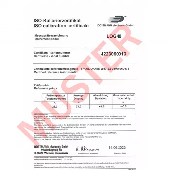 TFA Dostmann LOG40 ISO Calibrated Temperature Data Logger USB PDF, -40 to +60 °C