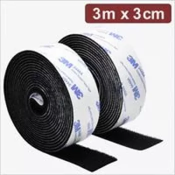 Quadrios 24CA321 Self-Adhesive Hook and Loop Tape 3 m x 3 cm Black