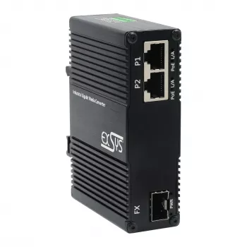 EXSYS EX-60344 2-Port PoE++ Media Converter 90W, SFP, -40°C to +80°C
