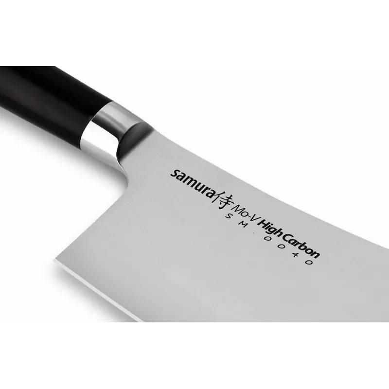 SAMURA Harakiri Cleaver Knife 180 mm, AUS-8 Stainless Steel, Black ABS Handle