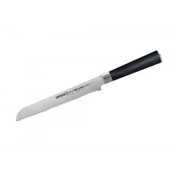 SAMURA Harakiri Bread Knife 230 mm Serrated Edge, AUS-8 Stainless Steel, Black ABS Handle