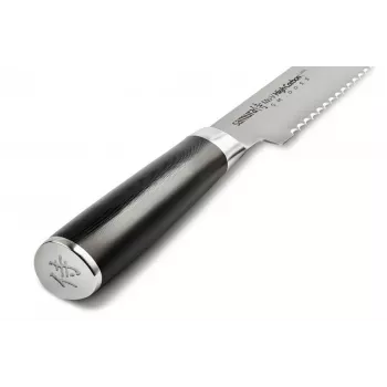 SAMURA Harakiri Bread Knife 230 mm Serrated Edge, AUS-8 Stainless Steel, Black ABS Handle