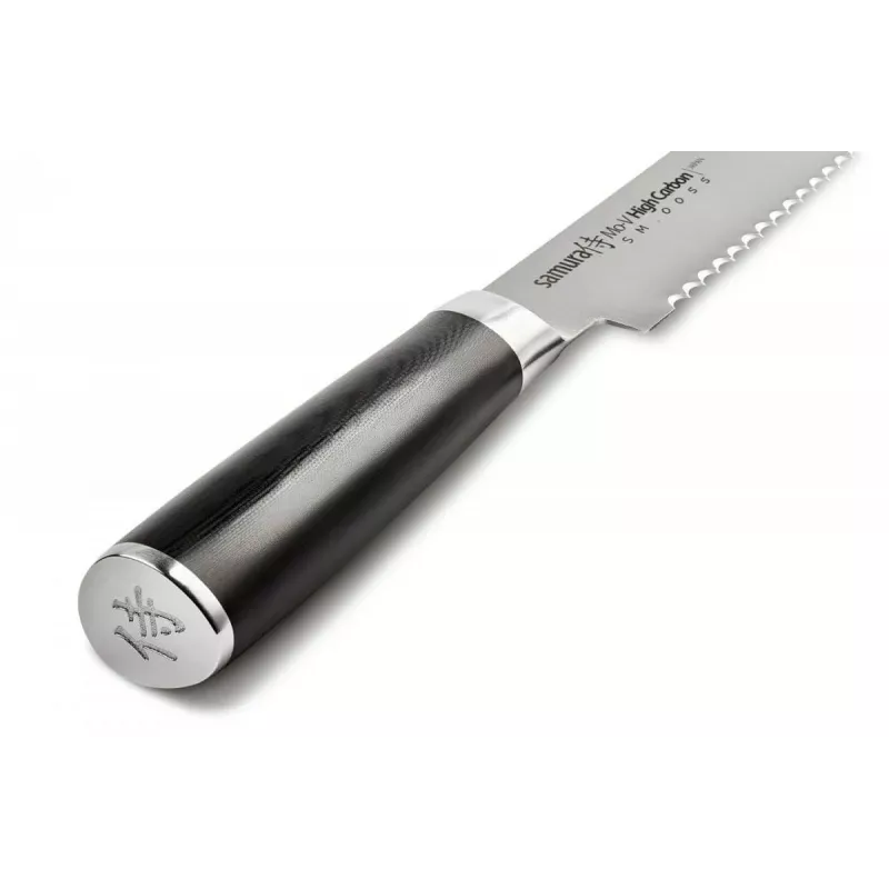 SAMURA Harakiri Bread Knife 230 mm Serrated Edge, AUS-8 Stainless Steel, Black ABS Handle