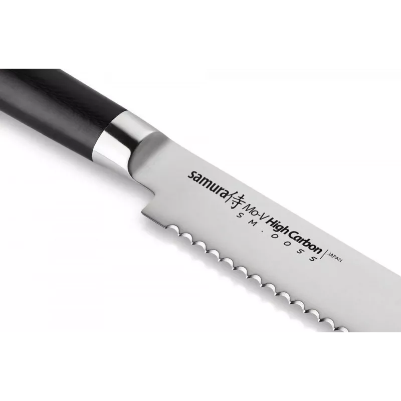 SAMURA Harakiri Bread Knife 230 mm Serrated Edge, AUS-8 Stainless Steel, Black ABS Handle