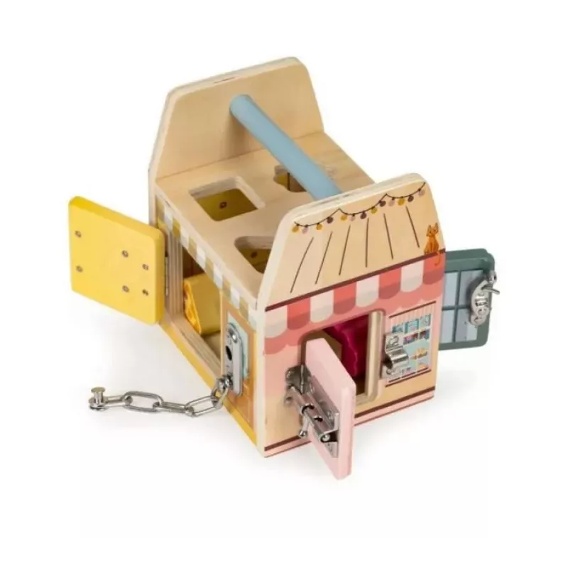 Gerardo's Toys Wooden Lock House Activity Toy for Toddlers 18m+