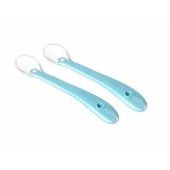 Kidsme Baby Feeding Spoons, 2-Pack, Aquamarine, Food-Grade Silicone, 4m+