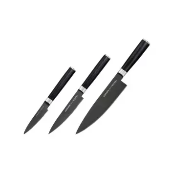 SAMURA 3-Piece Kitchen Knife Set, MO-V, Stonewash
