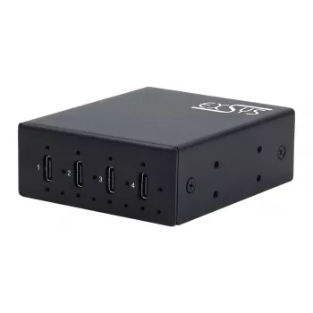 EXSYS EX-12274HMS USB 3.2 Gen 2x1 4-Port Industrial Metal Hub, 10Gbps, 15KV ESD, Wall/DIN-Rail Mount