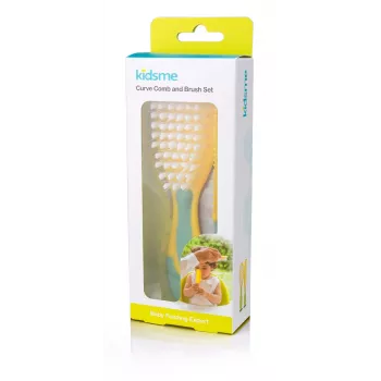 Kidsme Baby Hair Brush & Comb Set - Soft Bristle, BPA-Free, Ergonomic, White/Grey
