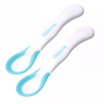Kidsme Temperature Sensing Feeding Spoons (2 Pack), Aquamarine, 6+ Months